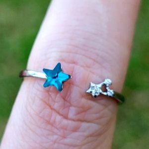 Starry Constellation Sapphire Diamond 925 Silver Adjustable Ring